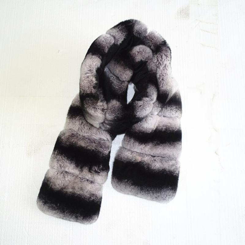 

Scarves Real Rex Fur Scarf Natural Unisex 120cm Long Width 13cm, Blue;gray