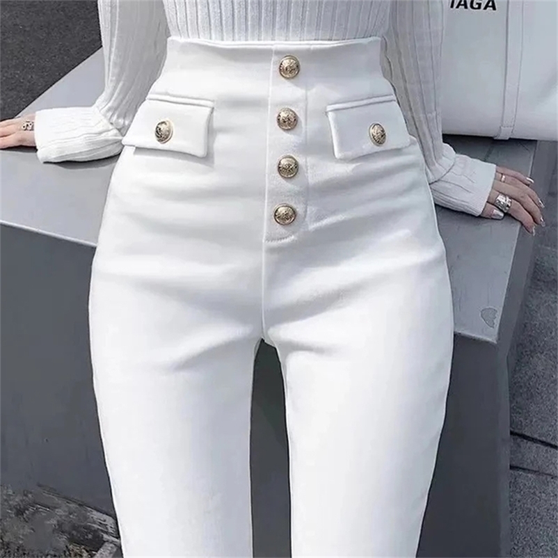 

Slim Women Skinny Pencil Jeans Button Plus Size S-3XL Mom Denim Pants Fashion Vintage Stretch Pants Black Casual Leggings 211111