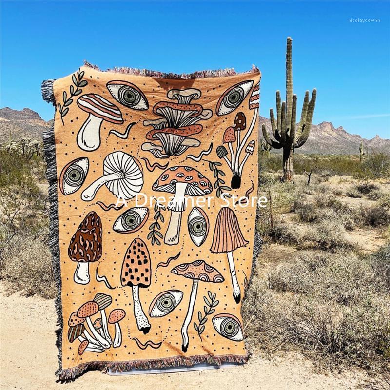 

Blankets Fashion Mushroom Bee Snake Pattern Blanket With Tassel For Adults Decor Home Sofa Summer Autumn Weighted