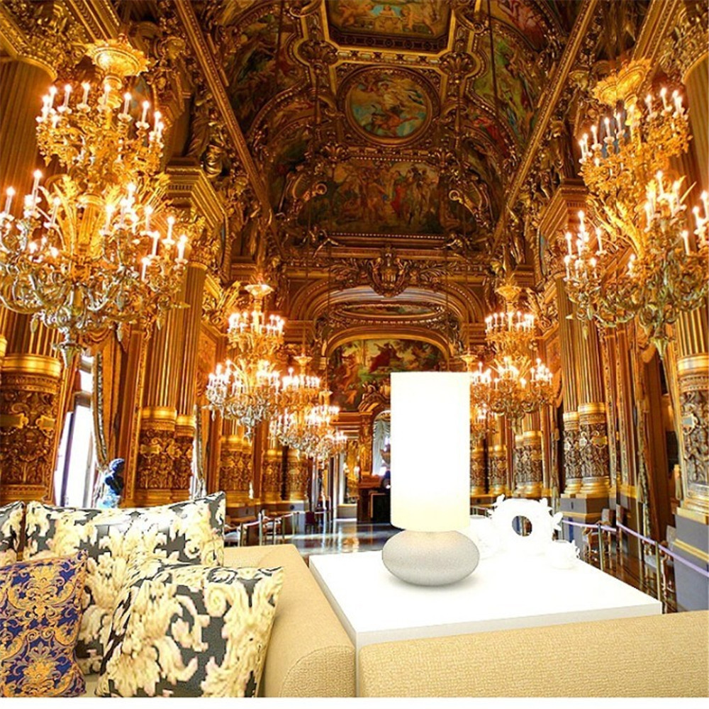 

3d European Palace wall murals wall paper,3d custom photo wallpapers murals for living room papel de parede, Gold