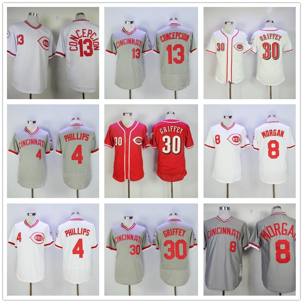 

Retro Men Women Youth Baseball jerseys 4 Brandon Phillips Pullover Retire 8 Joe Morgan 13 Dave Concepcion 30 Ken Griffey Jr jersey, As shown in illustration