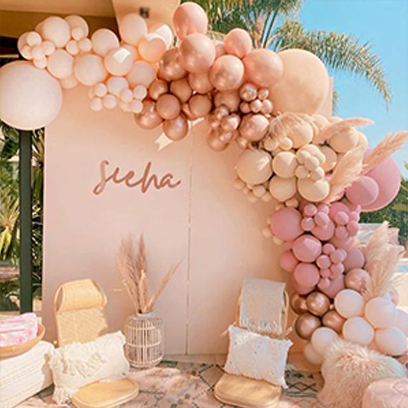 Party Decoration 116pcs Retro Pink Balloon Arch Garland Kit Backdrop Baby Shower Rose Gold Wedding Celebration Balloons Globos-image-747203695