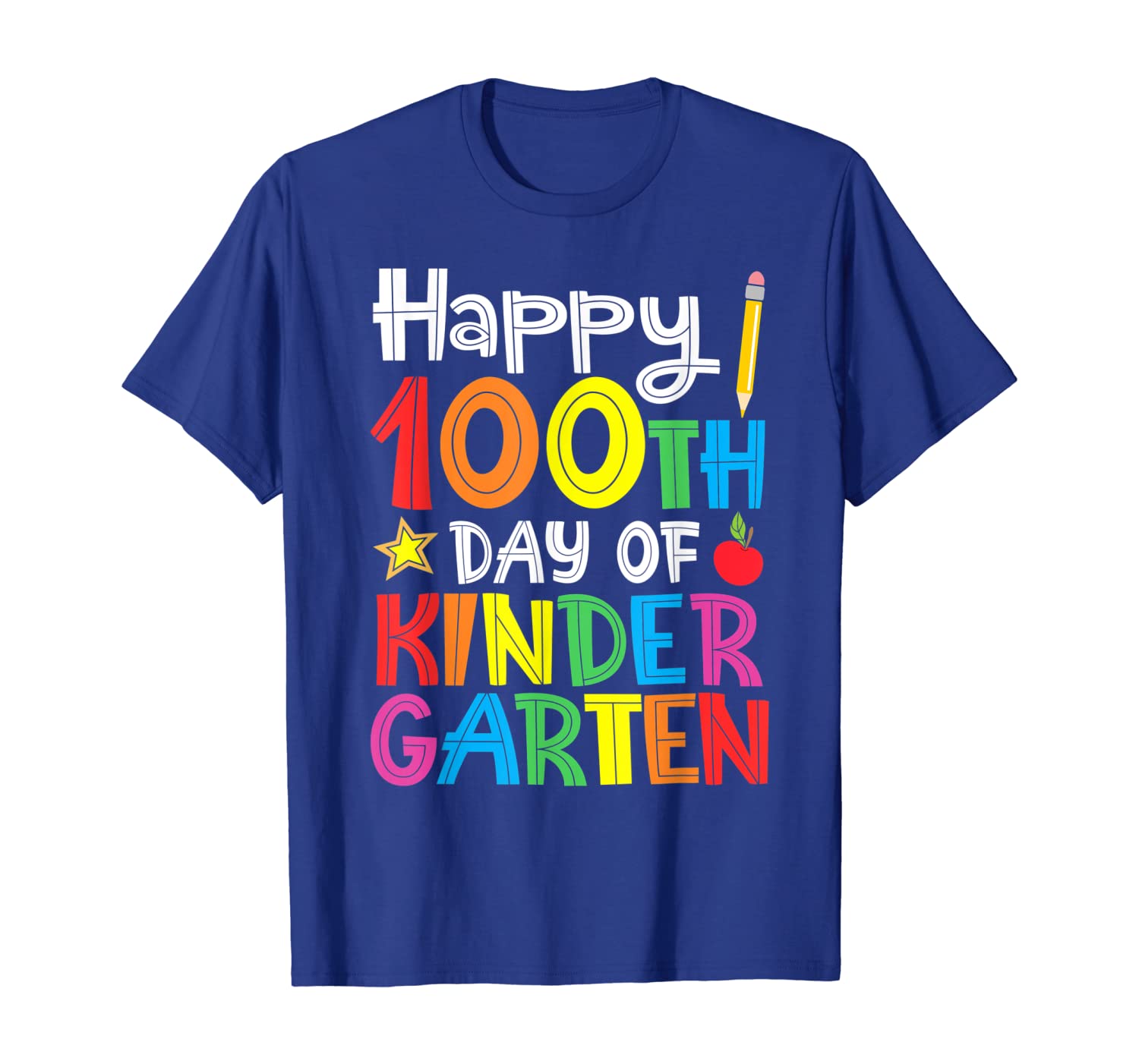 

happy 100th day of kindergarten teacher or student t-shirt, White;black