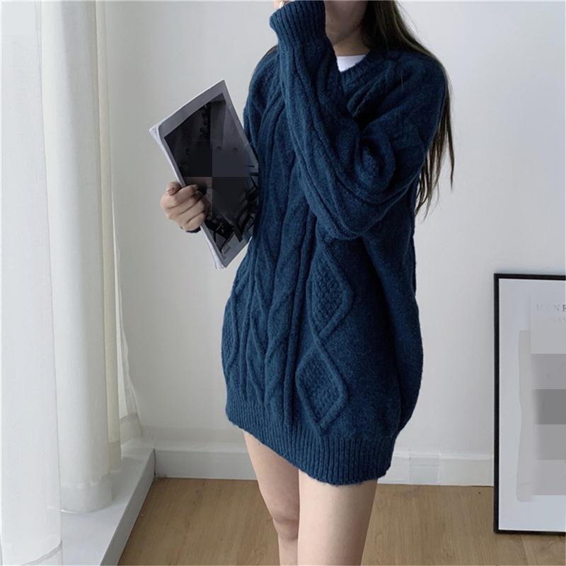 

Winter High Quality Ladies Sweater Warm Women Fashion Leisure Solid Color Elegant Loose Female Women's Sweaters, White
