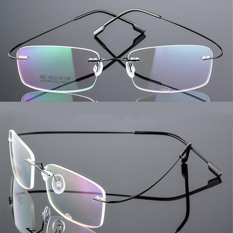 

Fashion Sunglasses Frames Rimless Eyeglasses Frame Women Men Rectangle Flexible Memory Metal Frameless Glasses Ultralight Myopia Optical Spe