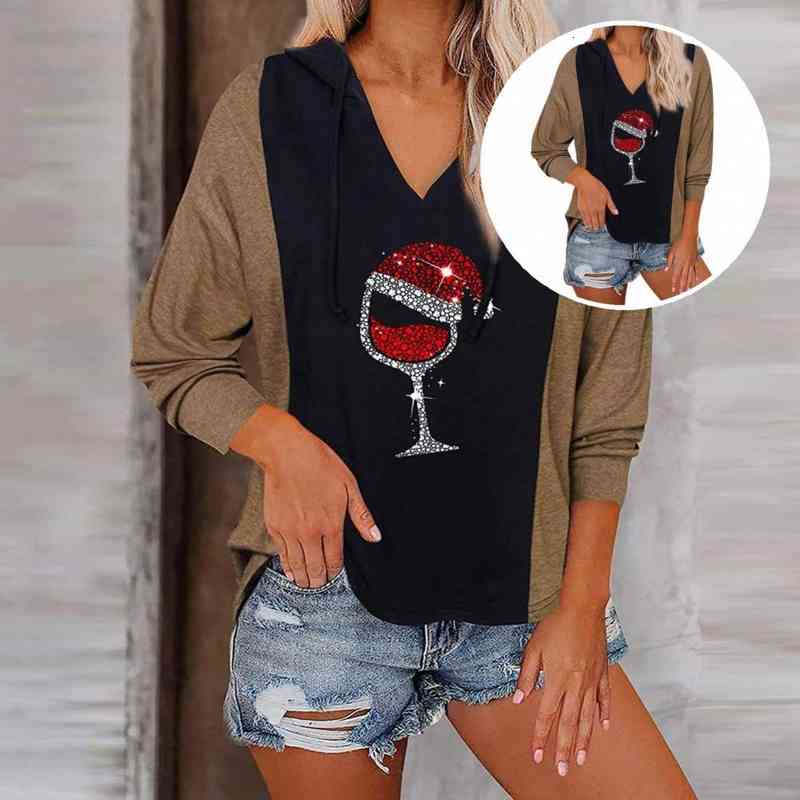 

Plaid Fabulous Stitching V-neck Lady Hooded Shirt Skin-friendly Lady Shirt Long Sleeve For Work, White