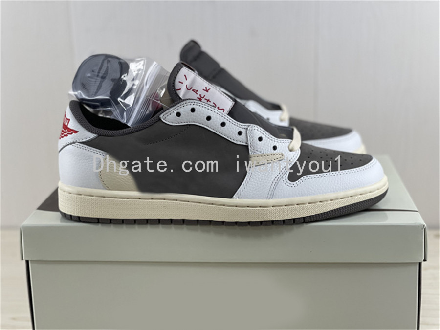 

2022 Release Authentic Travis Scott 1S Low OG Reverse Mocha Shoes Mens Cactus Jack 1 High Military Blue Saturn Gold Baroque Brown Sneakers W