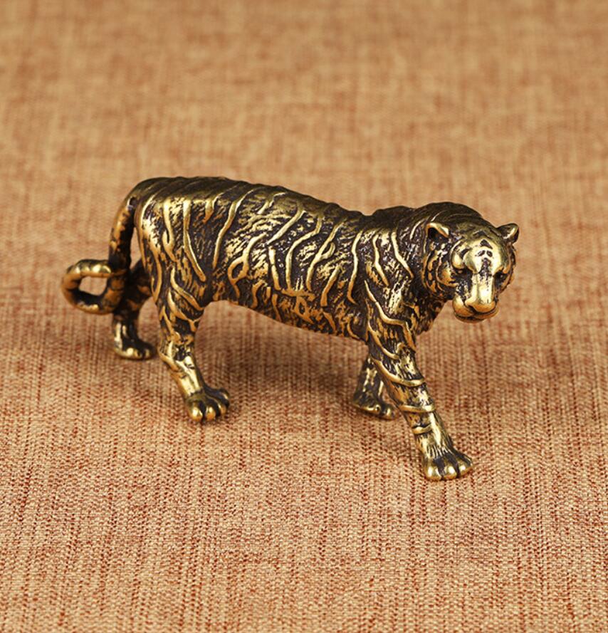 

Chinese Zodiac brass Tiger Town desk ornaments, Silver