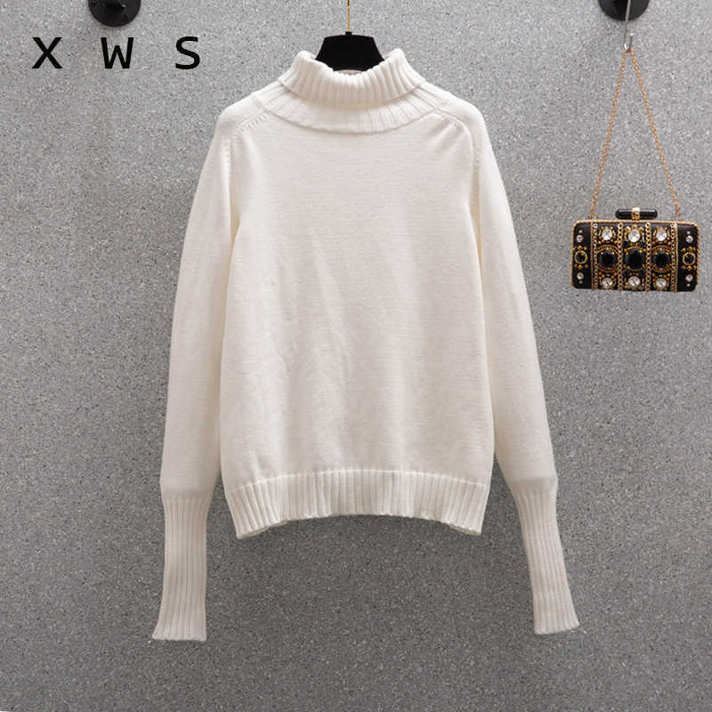 

Women Winter Sweater Turtleneck Pullovers Vertical Solid Knit Pull Jumpers Beige Warm Thick Turtleneck pull Femme 210604, White