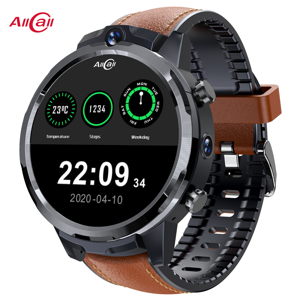 

ALLCALL Awatch GT2 Smart Watch Men 1.6 inch Full Touch Display HD Dual Camera GPS LTE 4G WiFi Smartwatch Phone 3GB 32GB Watchesg, Black