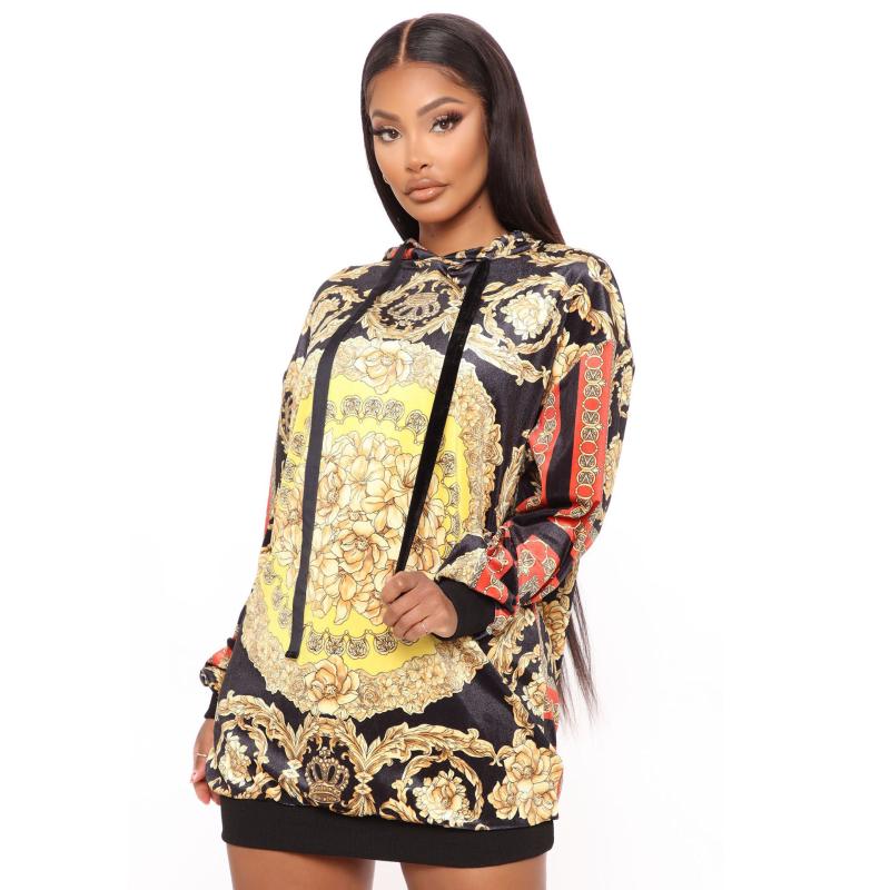 

Casual Dresses Women Autumn Loose Warm Pullover Hoodie Tunic Sweatshirt Long Sleeve Vacation Dress, Multi