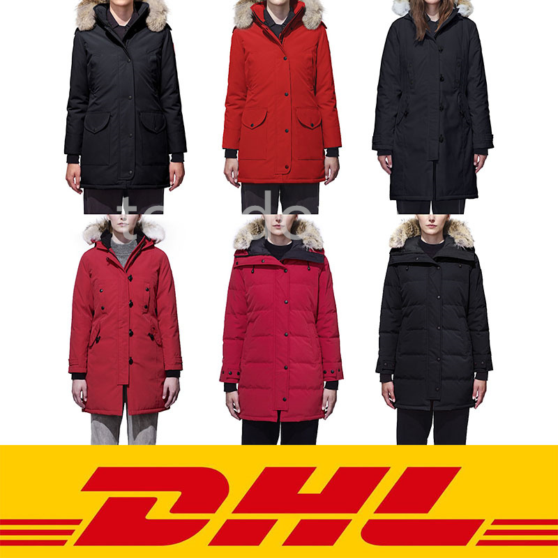 

DHL Freeshiping Top Quality Wemen Down Real Wolf Fur Collar Duck Down Jackets Coats Warm Winter Coat Outwear Canada Jacket Parkas, Photo color