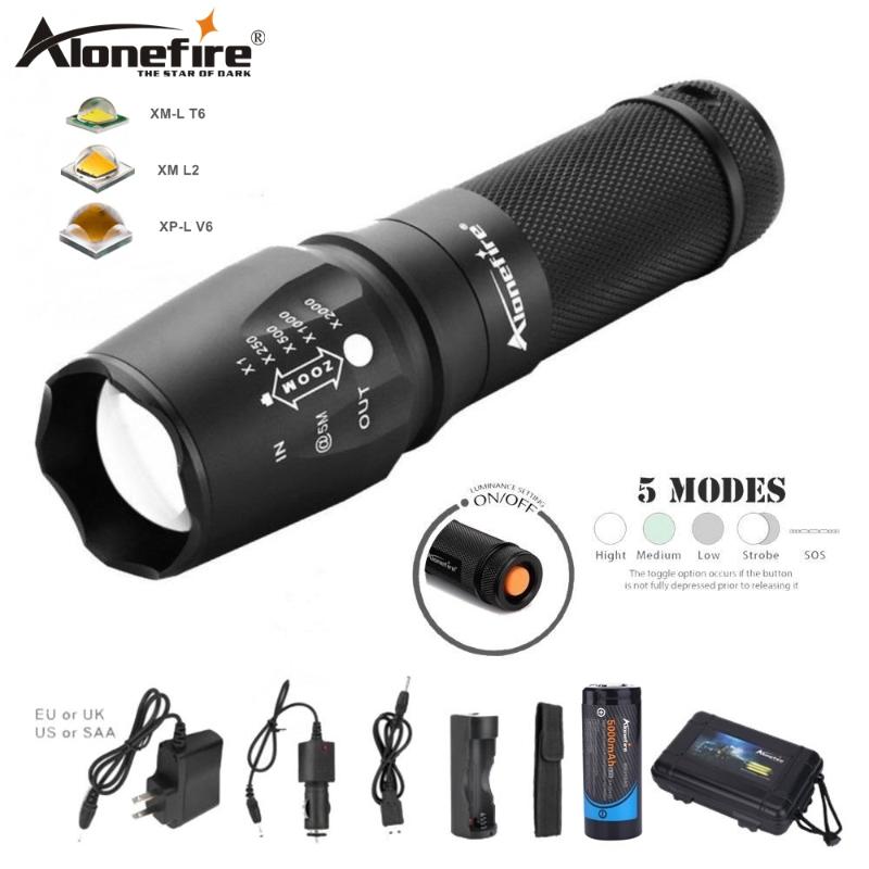 

AloneFire X800 Cree XM-L T6 L2 U3 V6 LED Zoom Fishing Travel Lantern Camping Spot Light Torch 18650 26650 Battery Flashlights Torches
