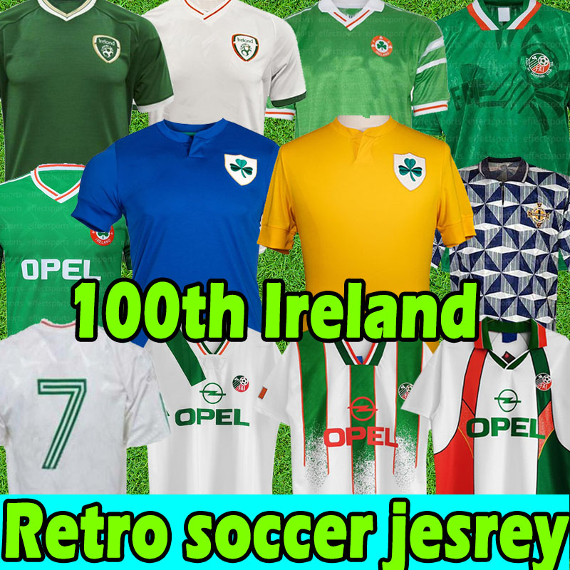 

21/22 ireland soccer jersey 100th anniversary 2021 2022 centenary football jerseys 1988 1990 1992 1994 1997 1998 90 93 92 94 96 northern ret, Black;yellow