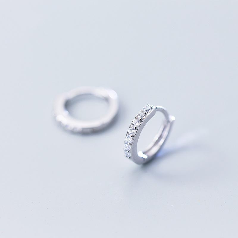 

Sterling Silver Small Black Cubic Zirconia Huggie Hoops Earrings For Womens Mens Round Circle Ear Ring Earings Fine Jewelry Hoop, Golden;silver