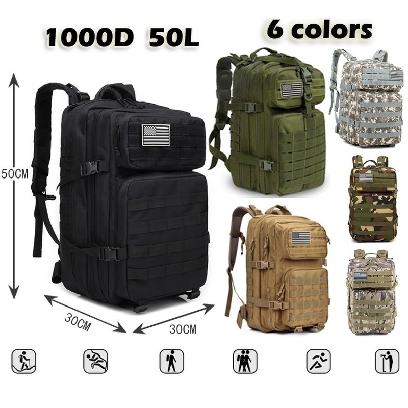 

50L 1000D Nylon Waterproof Trekking Fishing Hunting Bag Backpack Outdoor Military Rucksacks Tactical Sports Camping Hiking K726, Camouflagegreen(30l)