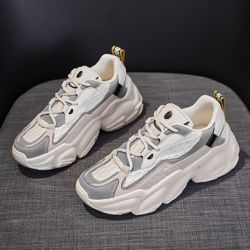 

ins spring new casual daddy shoes 2021 thick soled sports trend ins breathable mesh color matching outdoor women's