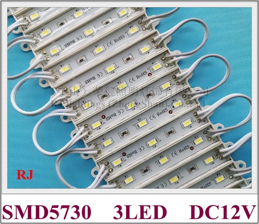

Module SMD 5730 3 Led Light For Sign Channel Letter DC12V 3LED 75mm*12mm 0.8W 70lm IP65 CE Epoxy Waterproof Modules