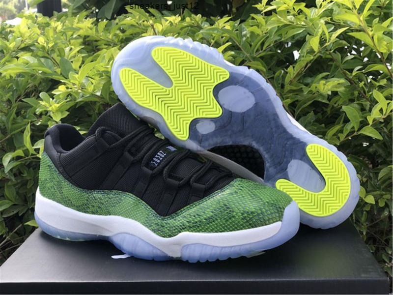 

Genuine Jumpman 11 Low-Top Basketball Shoes Green Snake Men's Sports Shoelaces Shoebox Full Size Delivery 36 --- 46