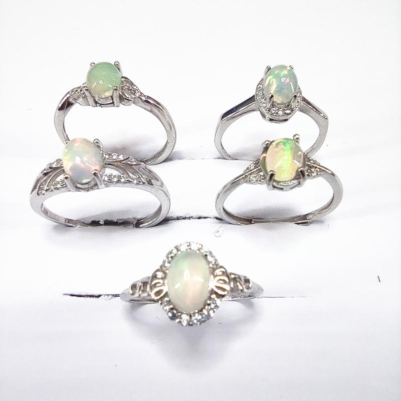 

Cluster Rings KJJEAXCMY Boutique Jewelry 925 Sterling Silver Natural Opal Micro Diamond Inlaid Women's Girls Ring With Certificate