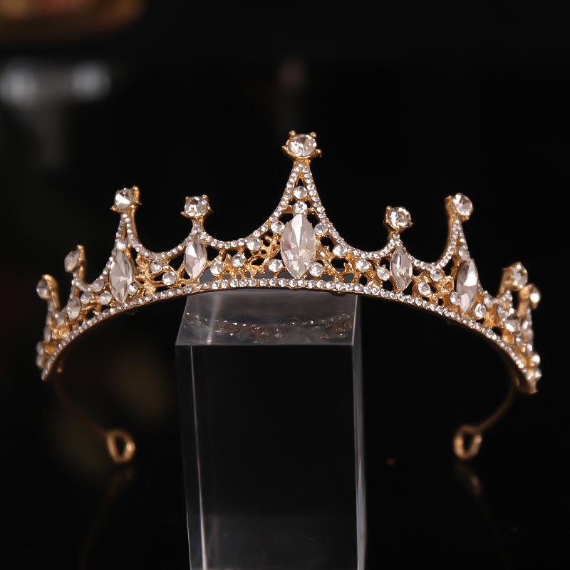 

Hair Clips & Barrettes Princess Crystal Rhinestone Crwon Wedding Accessories Bridal Crown Tiaras Headdress Diadem Jewelry Party Gift, Golden;silver