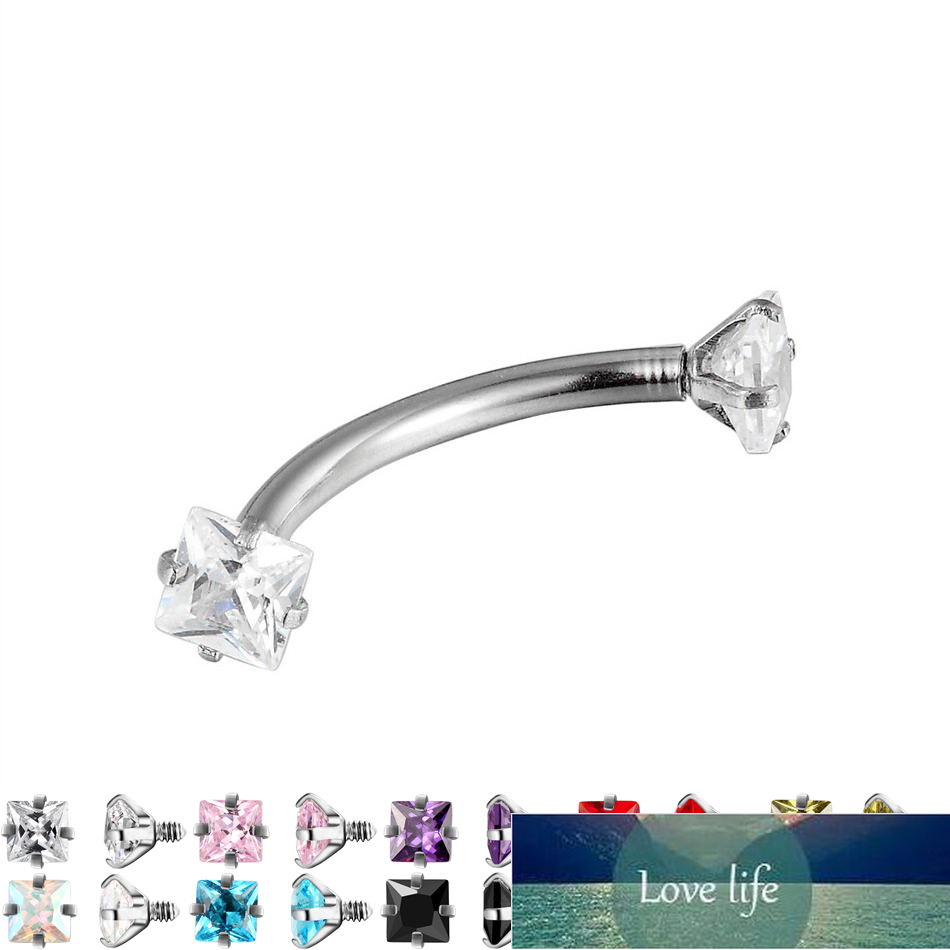 

G23titan 10 Colors 3mm Square Zircon Balls Stainless Steel Internally Threaded Bananabells for Navel Ear Eyebrow Piercing