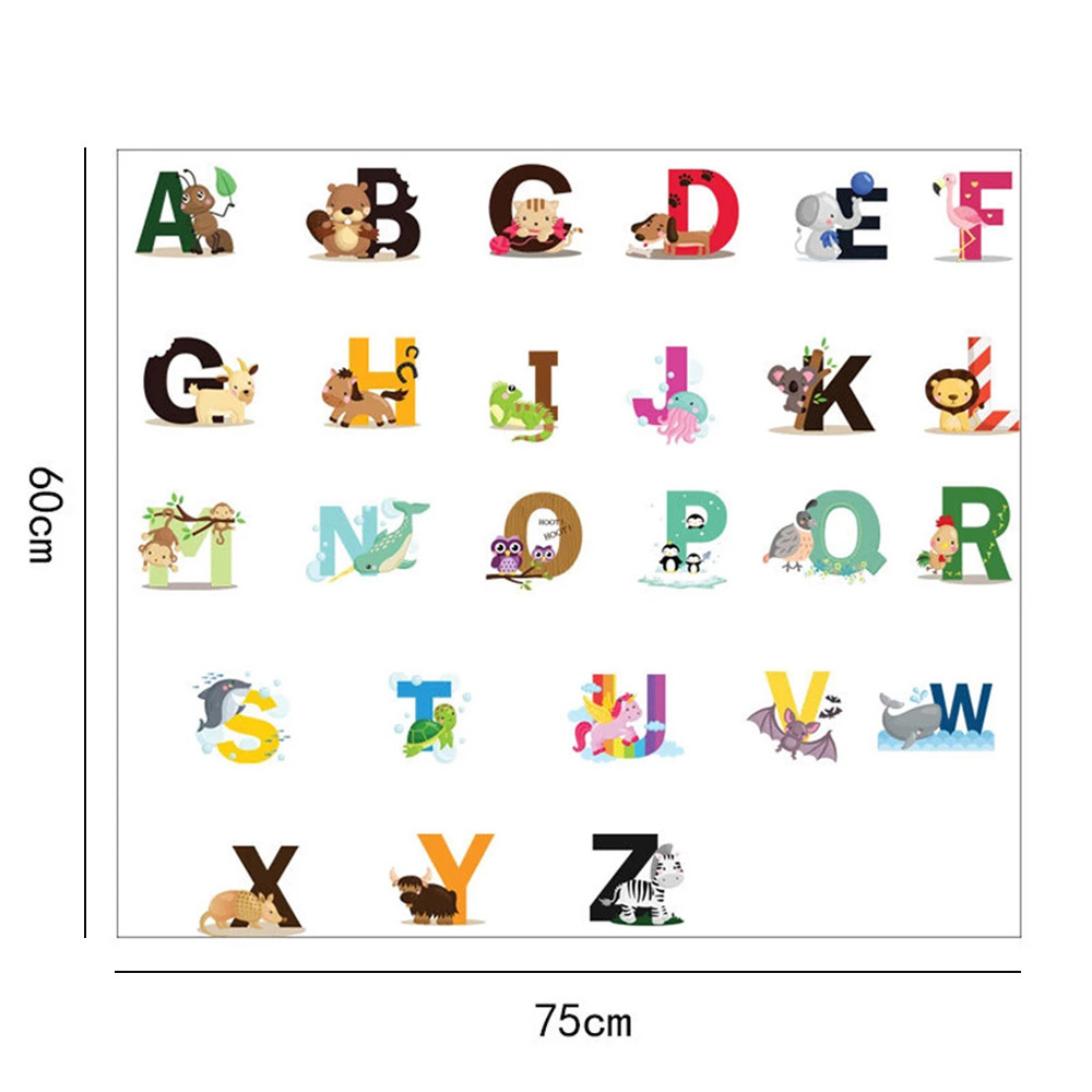 26 Pcs Alphabet Wall Stickers For Kids Rooms Animal ABC Playroom Decoration Wall Stickers Early Childhood Games Birthday Gifts-image-689852790