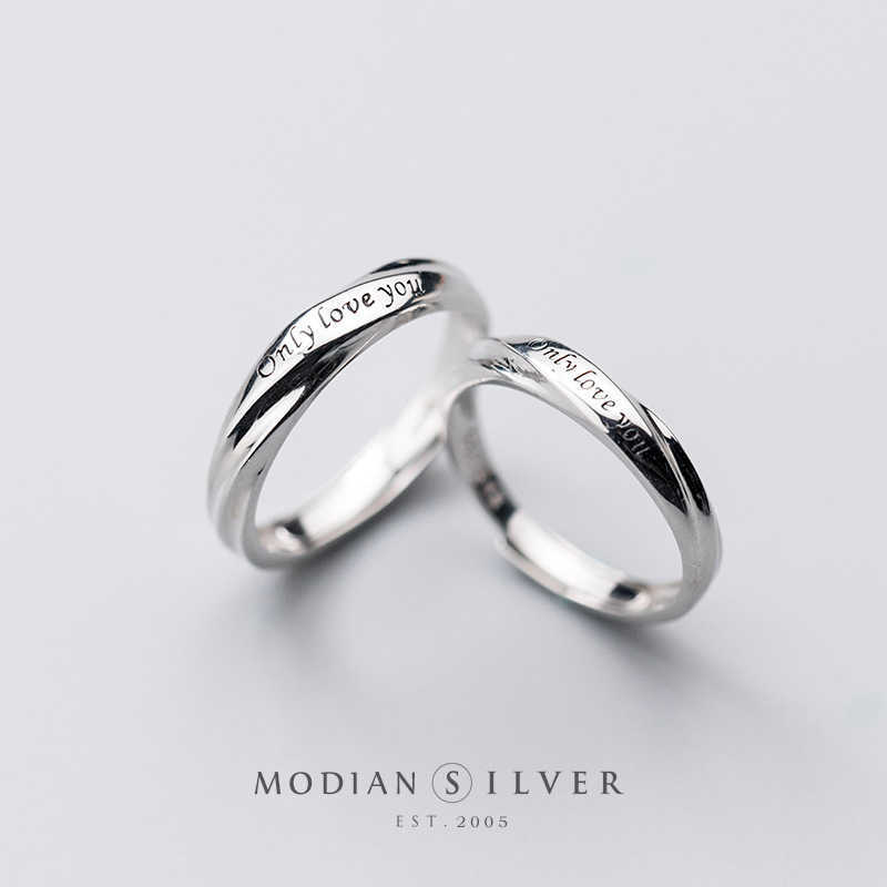 

Romantic Carved Letters Ring for Men and Women 925 Sterling Silver A Pair Adjustable Lovers Wedding Fine Jewelry 210707