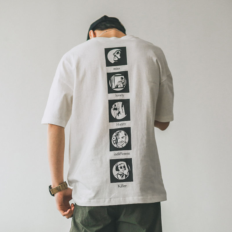 

t shirt cotton men's short sleeve summer loose boys' clothes lovers' casual bottom, White;black