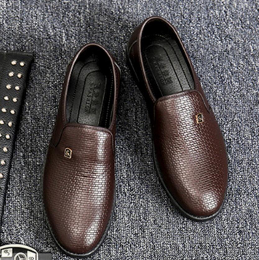 

2022 Shoes Casual Moccasins Breathable Loafers Slip Flats Men Checkered, Black