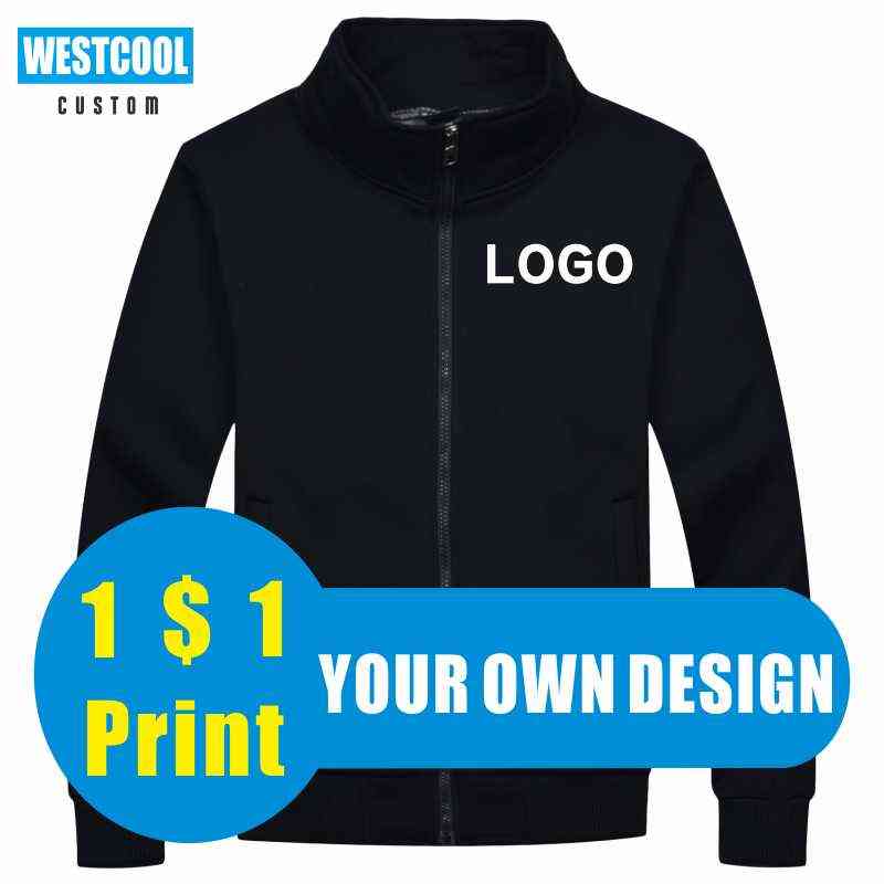

Stand-up Collar Zipper Jacket Custom Men Tops Embroidery Patterns High Quality Autumn Winter Jacket Clothing WESTCOOL Y1106, Black