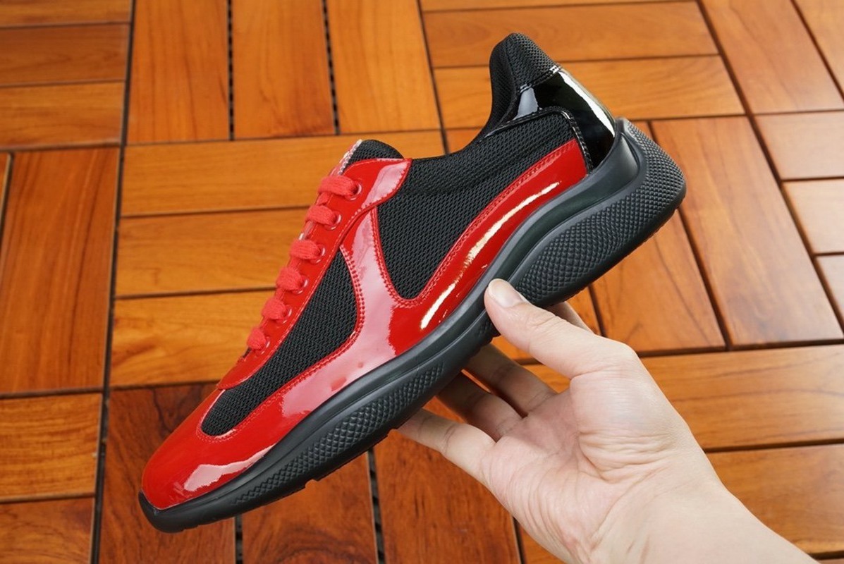 

Men Luxury America's Cup Design Sneakers Patent Leather Nylon Luxy Casual Shoes