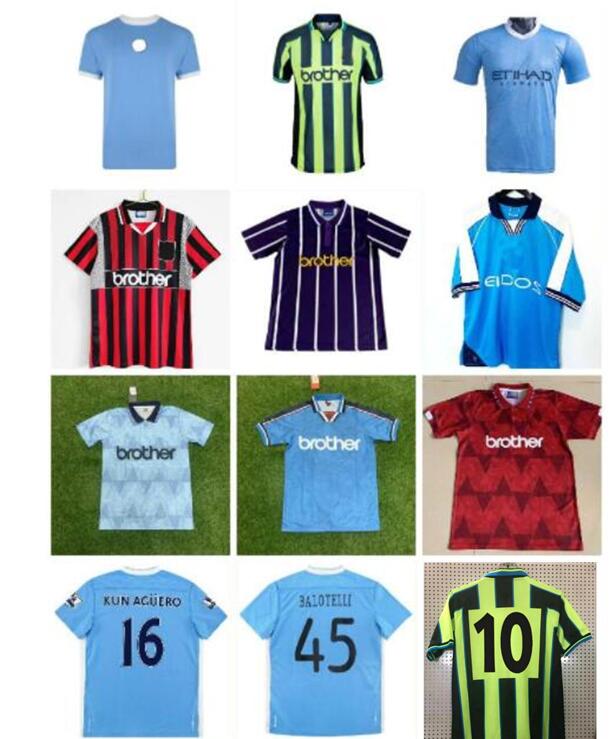 

1972 1989 Manchester Retro Man Haaland DZEKO Soccer Jerseys 1998 1999 2011 2012 City 98 99 11 12 Wembley Clough Home Tevez Kun Agüero Kompan, Black;yellow