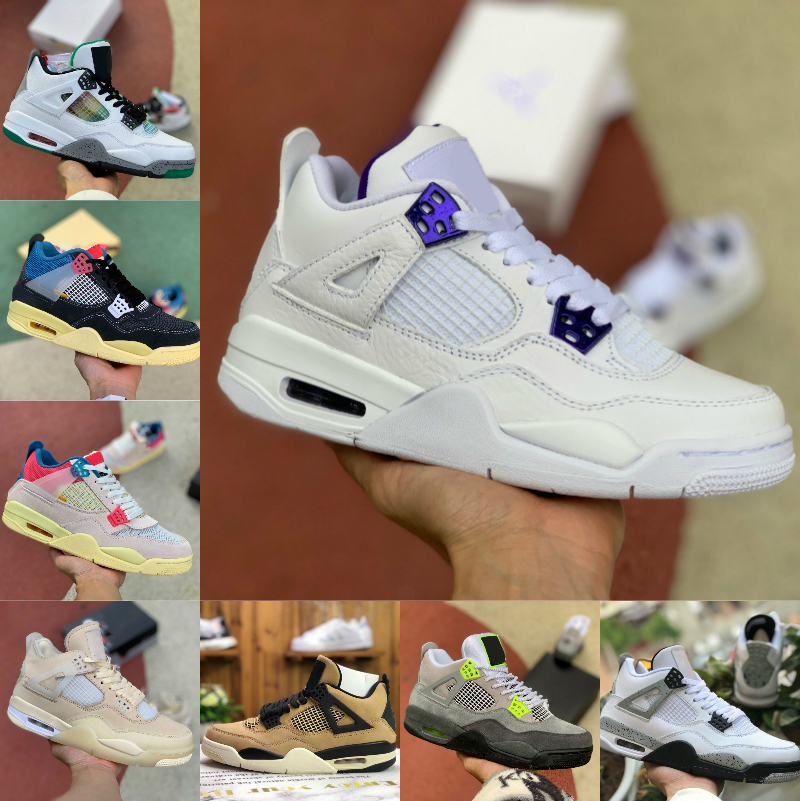

2021 Cheap 4 4s Basketball Shoes Men Women New Cream Sail The White Cement Bred Court Purple Union LA GUAVA ICE Rasta Pine Green Sports Shoe