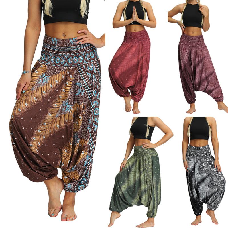 

Women's Pants & Capris Casual Print Thai Harem Trousers Boho Women Loose High Waist Pant Sweatpants Streetwear Harajuku Woman Clothes, Ycl058 black circle