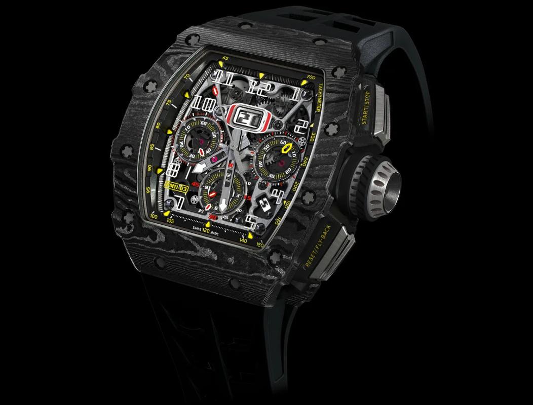 Wristwatches Mens Automatic Mechanical Self-winding Flyback RM11-03 Watch Sport Carbon Fiber Black Red Orange Rubber Watches-image-707534005