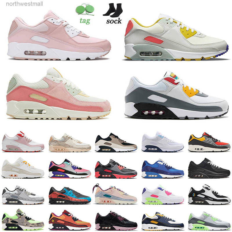 

High Quality 90 Runing Shoes Airmaxs 90s Bred Peace Love Split Aquamarine Barely Rose Exeter Edition Multi Kiss My Women Men Sneakers S-001, A41 36-40 summer
