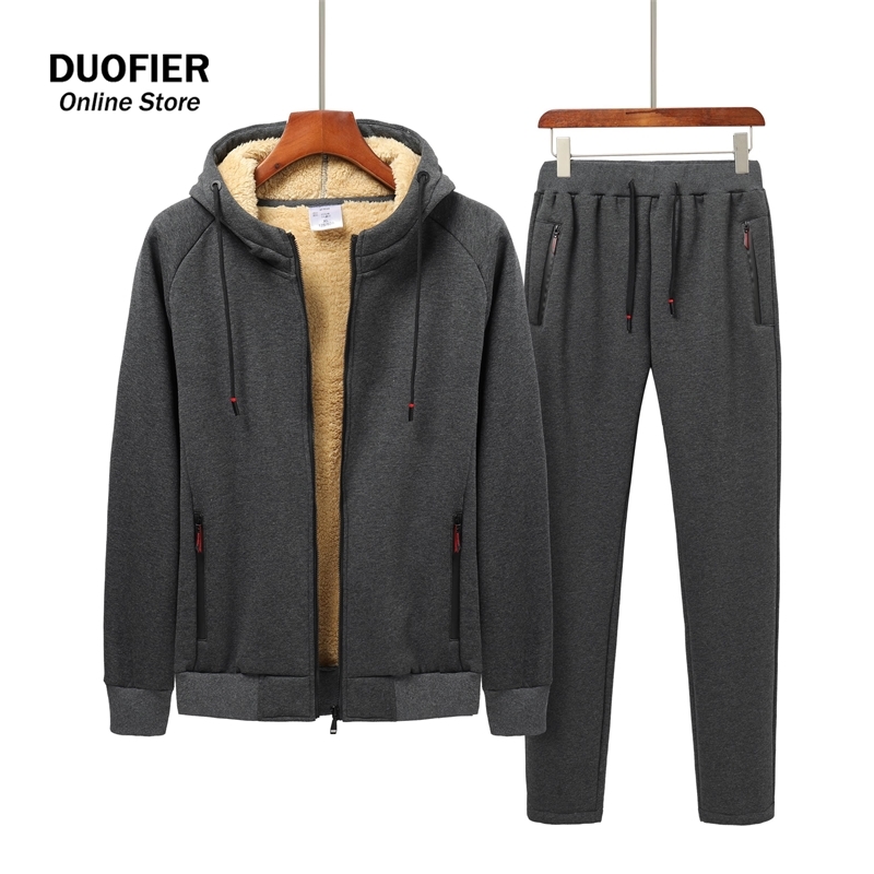 

2 Piece Men Winter Fleece Sets Mens Thick Hoodies+Pants Suit Man Hooded Sweatshirt Sportswear Suits Male Hoodie Sweatsuits 8XL 210603, Xbdt08black