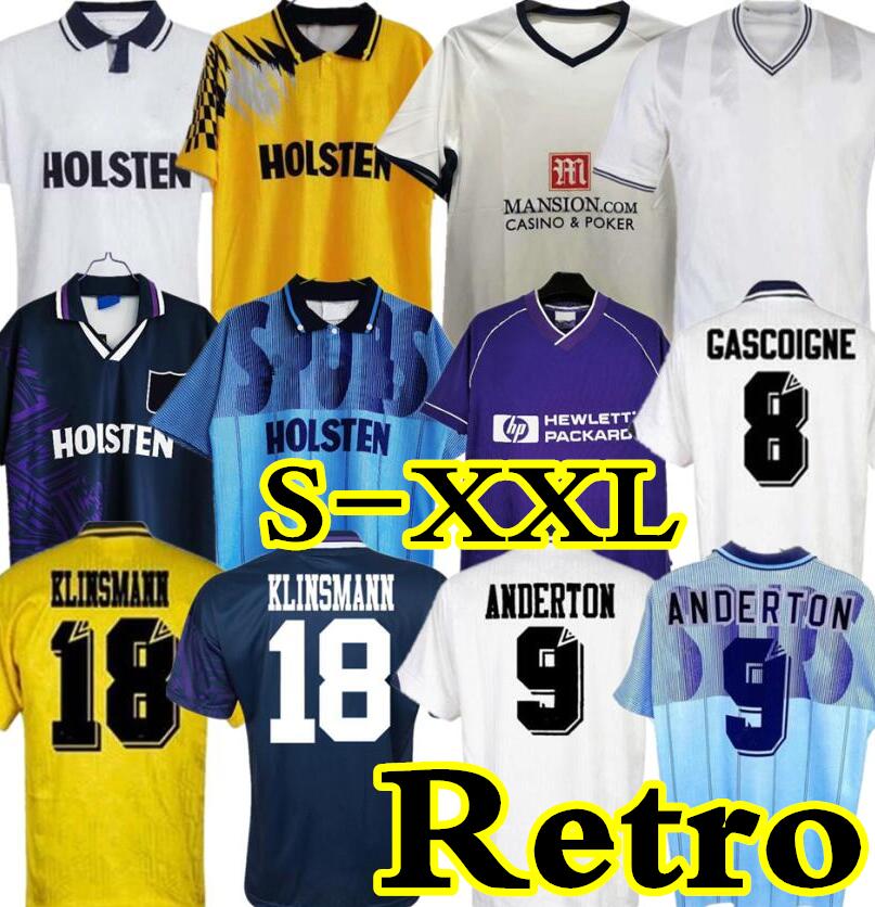 

1990 1998 1991 1982 Tottenham Retro Klinsmann GASCOIGNE ANDERTON SHERINGHAM Ginola Ferdinand soccer jersey Centenary 08 09 92 94 95 uniforms men