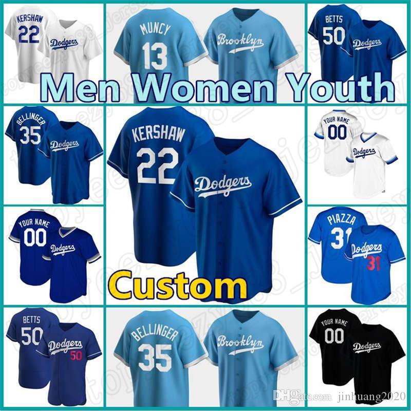 

50 Mookie Betts Custom Jerseys 5 Corey Seager Dodgers Baseball 7 Julio Urias Cody Bellinger Max Muncy Justin Turner Kershaw Joe Kelly, Blue;black