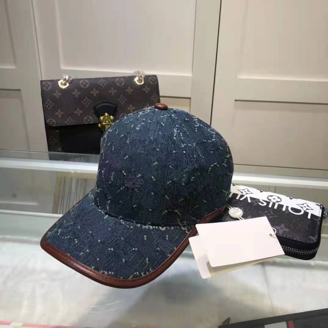 

Fashion Classic Letter print baseball cap Leather bag edge Women Famous Cotton Adjustable Skull Sport Golf Curved summer visor high quality Bucket hat, Blue;gray