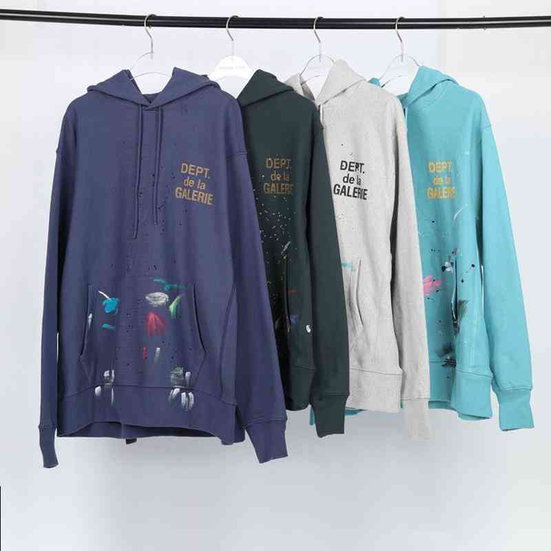 

DEPT dela GALERIE graffiti splash ink dept high street style ins trend loose Hoodie men' and women' same fog Hoodie, Violet blue