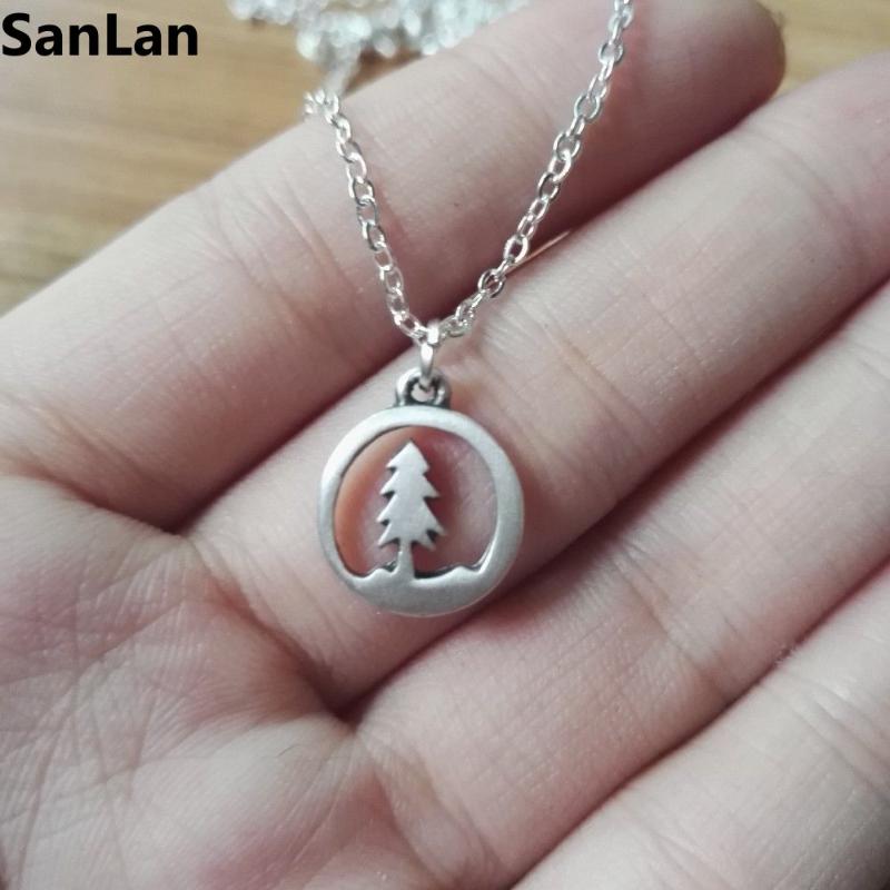 

Pendant Necklaces 1pcs Lovely Fashion Tiny Pine Tree Charm Forest Necklace Range Nature Jewelry Women Girl Gift For Love SanLan