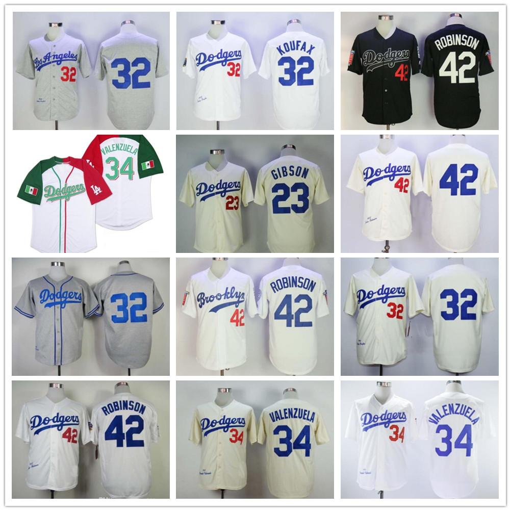 

Vintage Jerseys 42 Jackie Robinson 4 Babe Herman 23 Kirk Gibson 32 Sandy Koufax 34 Fernando Valenzuela 30 Maury Wills Retro Baseball jersey, As shown in illustration