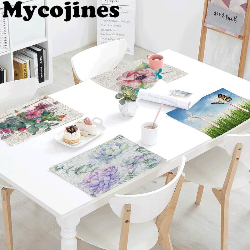 

Wholesale Tablecloth Green Meadow Colorful Flower Butterfly Coffee Table Decoration Mat Restaurant Kitchen Decorative Napkin Cloth