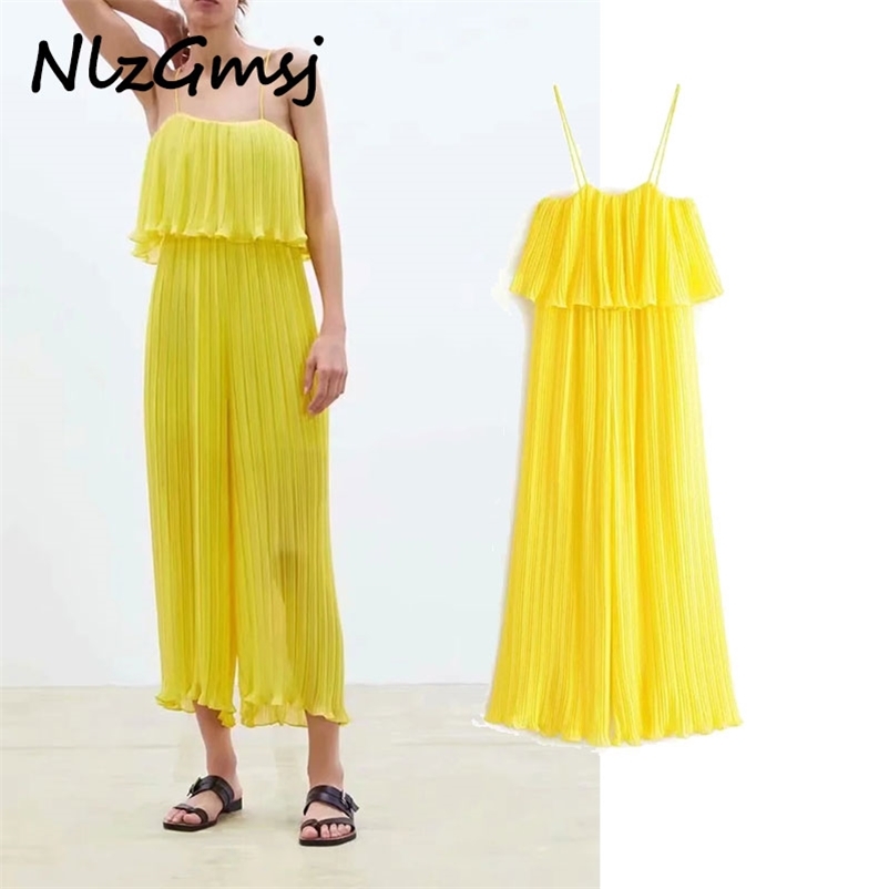 

Jumpsuit Fashion Loose Long Bodysuit Elegant Sexy Ruffles Female Ladies 05 210628, As picture