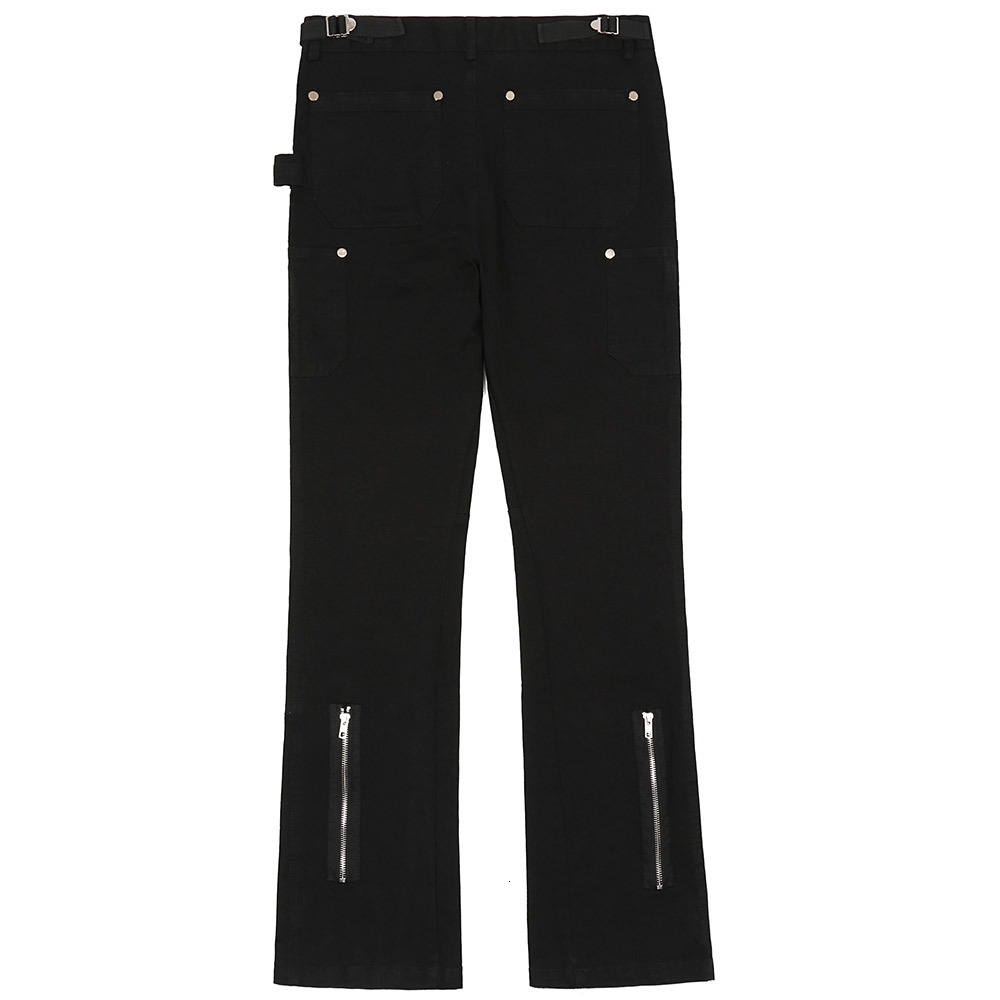

Men's Pants Aolamegs the pants of men in punk chain adjustable waistband solid fly cargo casual loose high fashion streetwear street, Black