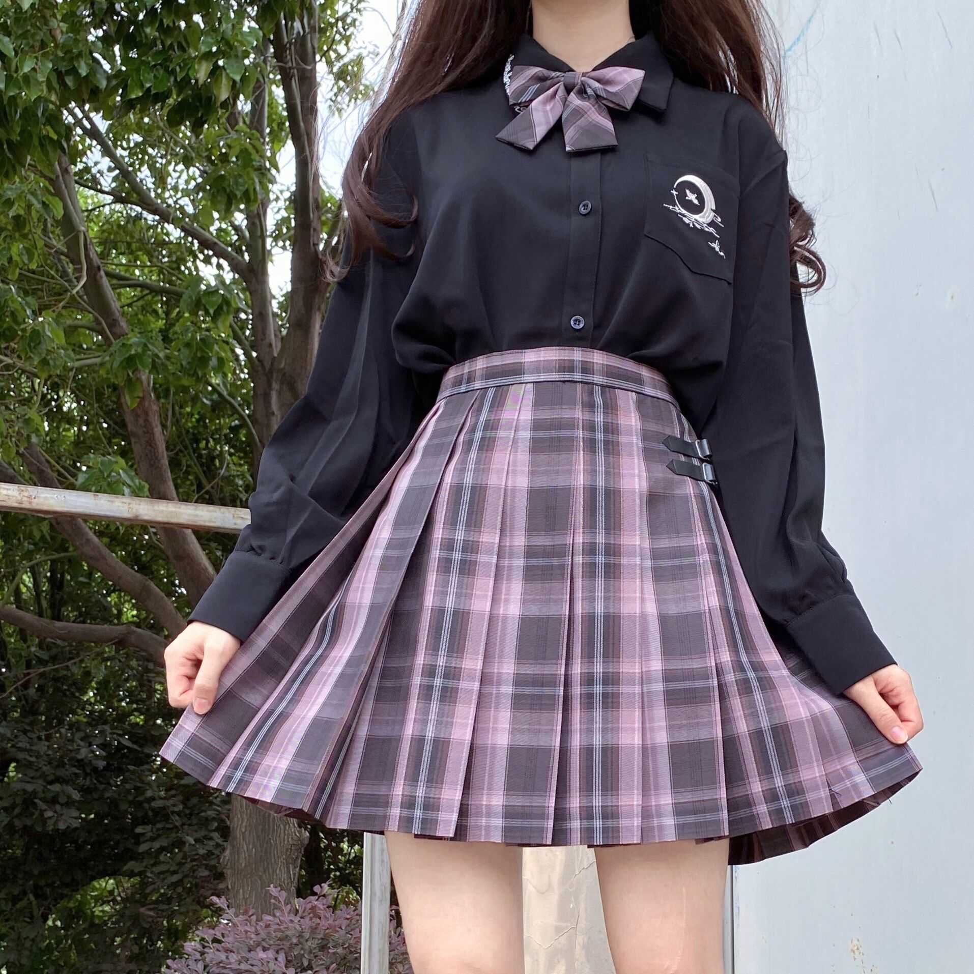 

Japanese Ulzzang Three piece set Women Plaid Mini Skirt School Uniforms A-line ins Harajuku High Waist Suits & Sets 210608