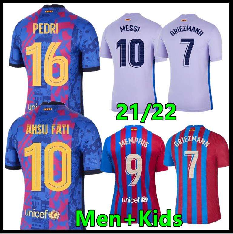 

tops Camisetas de football MESSI Kun Aguero Barcelona soccer jerseys BARCA FC 20 21 22 ANSU FATI 2021 2022 GRIEZMANN F.DE JONG DEST PEDRI kit shirt men kids sets socks, Black