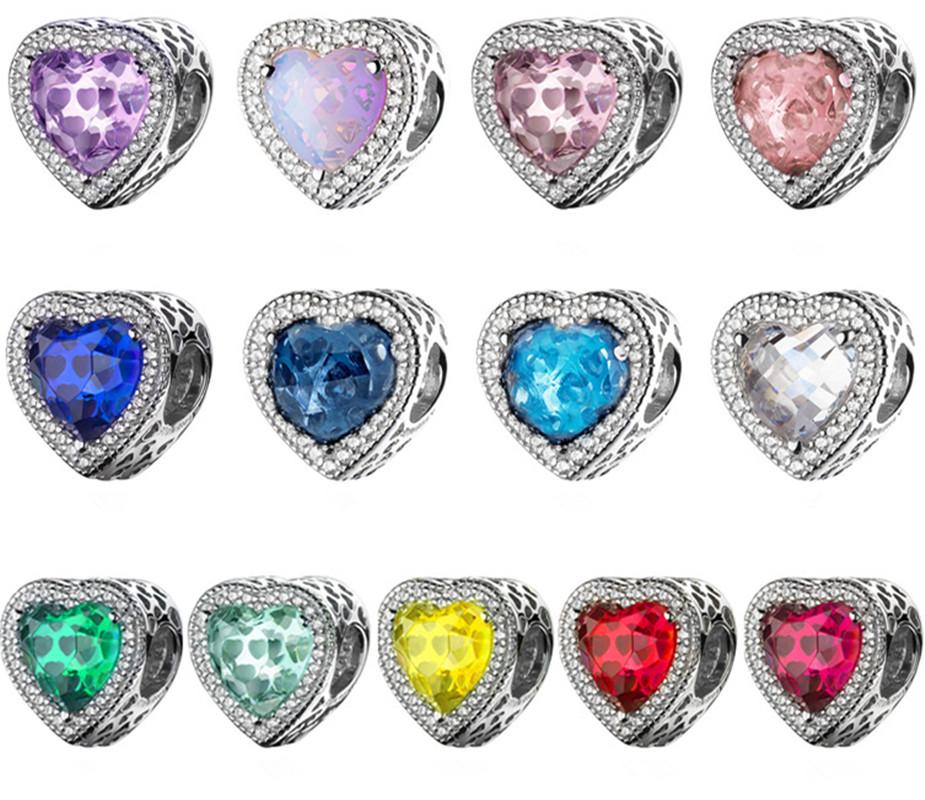 

Other Authentic 925 Sterling Silver Sparkling Print & Heart Charm Beads Fit Original Bracelet DIY Jewelry For Women Gift